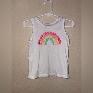 Cat & Jack White Tank Top with Colorful Floral Rainbow